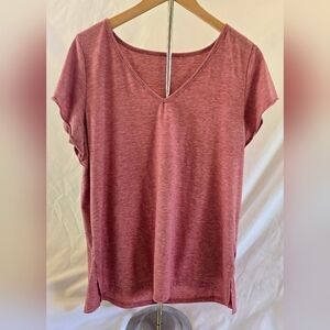Mauve Heather V-Neck Short Sleeve Top Size X Large